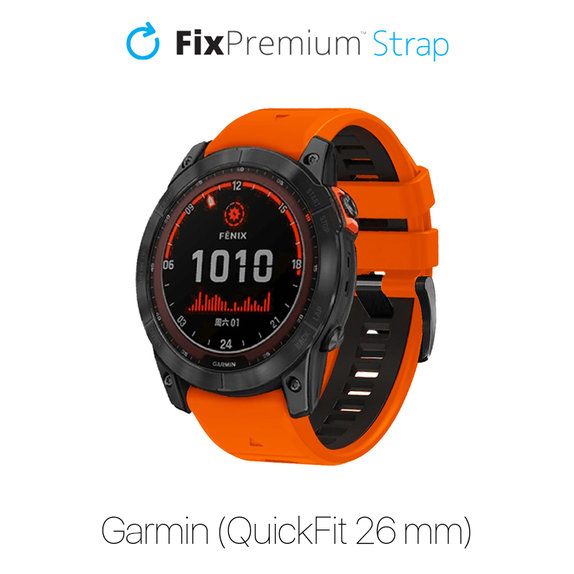 FixPremium - Two-tone Silicone Strap for Garmin (QuickFit 26mm), orange