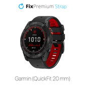 FixPremium - Two-tone Silicone Strap for Garmin (QuickFit 20mm), black