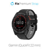FixPremium - Two-tone Silicone Strap for Garmin (QuickFit 22mm), black