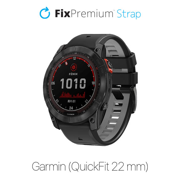 FixPremium - Two-tone Silicone Strap for Garmin (QuickFit 22mm), black