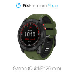 FixPremium - Two-tone Silicone Strap for Garmin (QuickFit 26mm), dark green