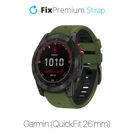 FixPremium - Two-tone Silicone Strap for Garmin (QuickFit 26mm), dark green