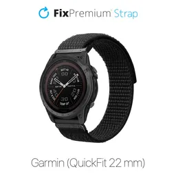 FixPremium - Nylon Strap for Garmin (QuickFit 22mm), black