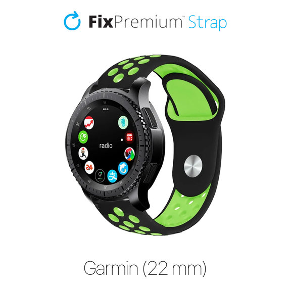 FixPremium - Silicone Sports Strap for Garmin (22mm), black