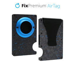 FixPremium - AirTag Carbon Wallet with Clip, blue