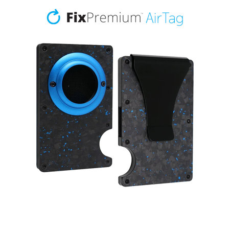FixPremium - AirTag Carbon Wallet with Clip, blue
