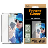 Tempered Glass UWF with Applicator for iPhone 16 Pro, Black, PanzerGlass