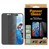 UWF Privacy Tempered Glass with Applicator for iPhone 16/15, Black, PanzerGlass