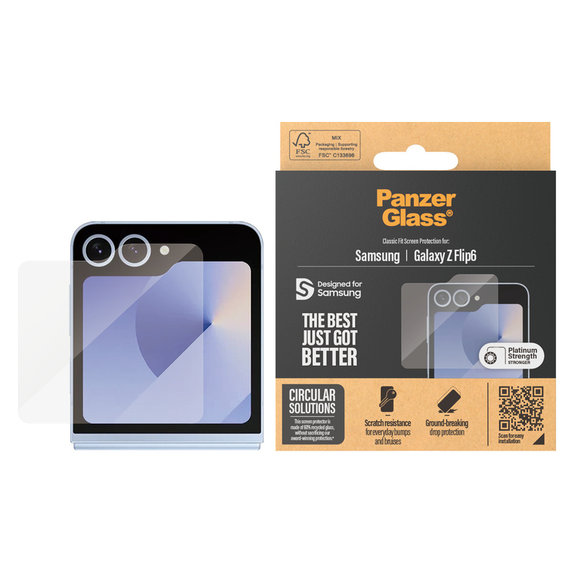 Tempered Glass Classic Fit for Samsung Galaxy Z Flip6, Clear, PanzerGlass