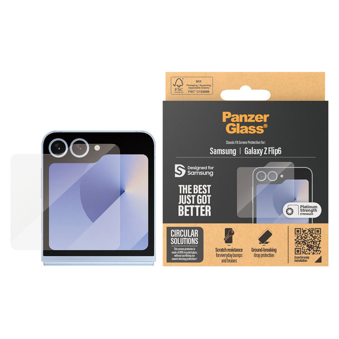 Tempered Glass Classic Fit for Samsung Galaxy Z Flip6, Clear, PanzerGlass