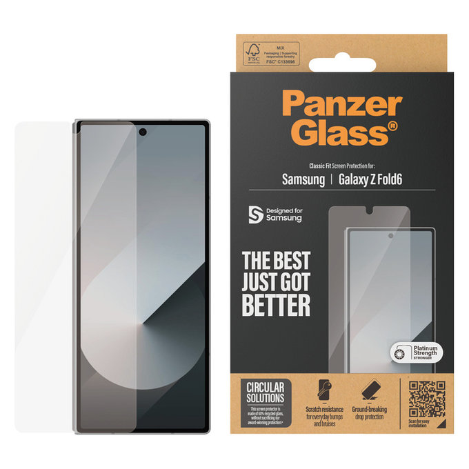 Tempered Glass Classic Fit for Samsung Galaxy Z Fold6, Clear, PanzerGlass
