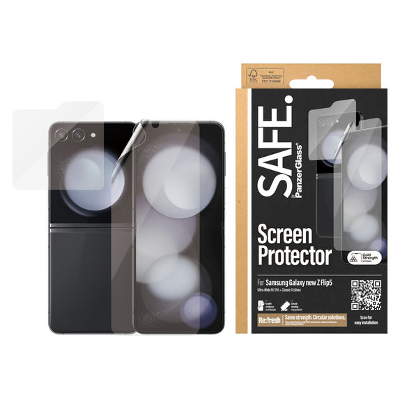 Protective Film UWF and Tempered Glass for Samsung Galaxy Z Flip6, Clear, SAFE by PanzerGlass