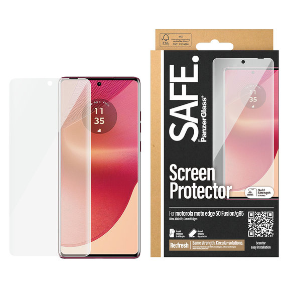 Tempered Glass UWF for Motorola Moto G85 5G/Edge 50 Fusion, Black, SAFE by PanzerGlass