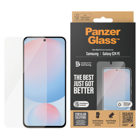 Tempered Glass UWF with Applicator for Samsung Galaxy S24 FE, Clear, PanzerGlass