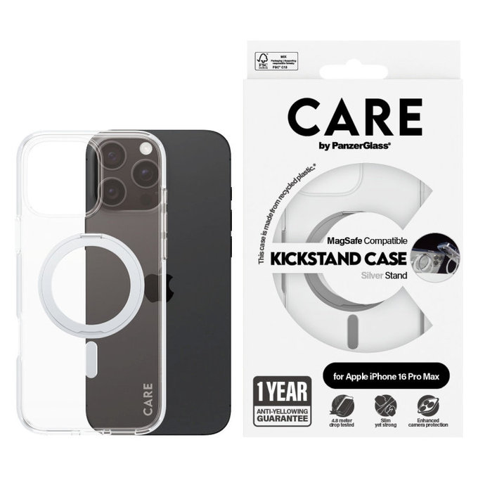 Kickstand Case with MagSafe for iPhone 16 Pro Max, Silver, CARE