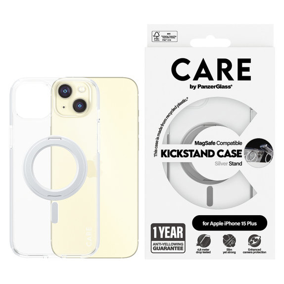 Case Kickstand with MagSAFE by PanzerGlass for iPhone 15 Pro Max, Silver, PanzerGlass