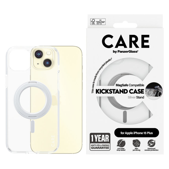 Case Kickstand with MagSAFE by PanzerGlass for iPhone 15 Pro Max, Silver, PanzerGlass