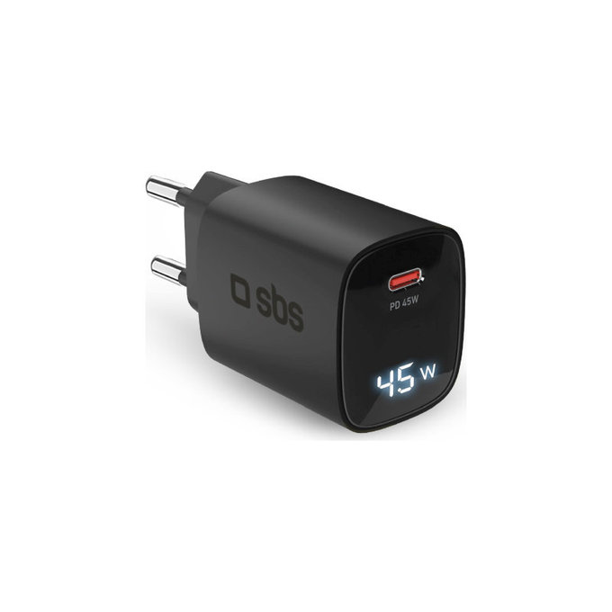 Travel Adapter LCD USB-C, GaN, 45 W PD, black, SBS