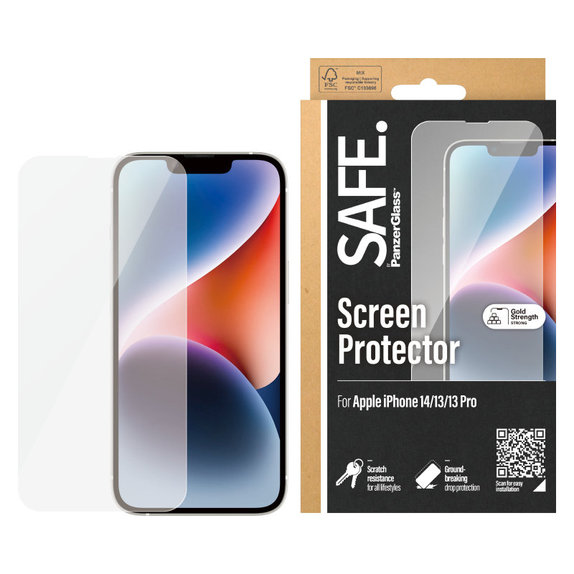 Tempered Glass Case Friendly for iPhone 16e/14/13 Pro/13, Black, SAFE
