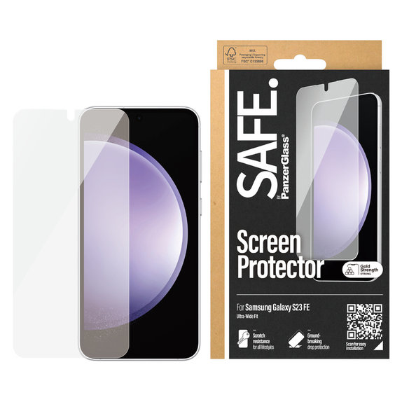 Tempered Glass UWF for Samsung Galaxy S23 FE, Black, SAFE by PanzerGlass