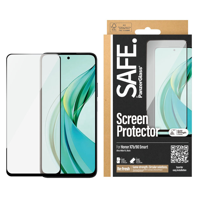 Tempered Glass UWF for Honor 90 Smart, Čierne, SAFE by PanzerGlass
