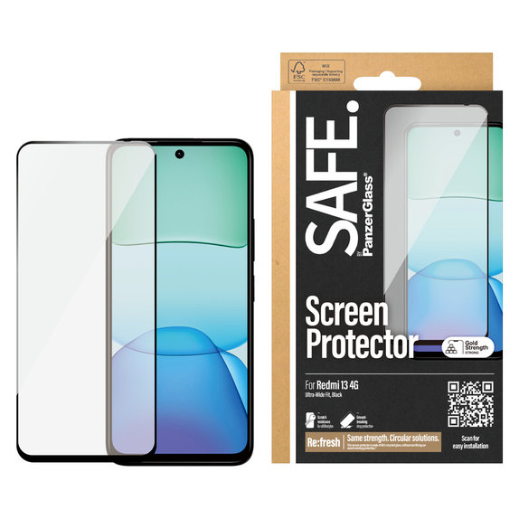 Tempered Glass UWF for Xiaomi Redmi 13 4G, Čierne, SAFE by PanzerGlass