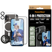 Bundle Hoops + UWF Tempered Glass + Hard Case + Magnetic Ring Mount for iPhone 16, PanzerGlass