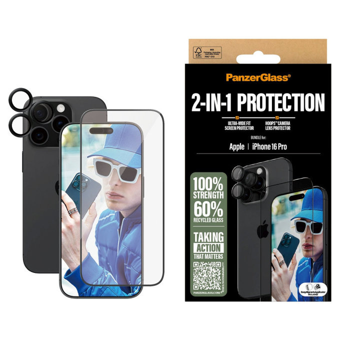 Bundle Hoops + UWF Tempered Glass for iPhone 16 Pro, PanzerGlass
