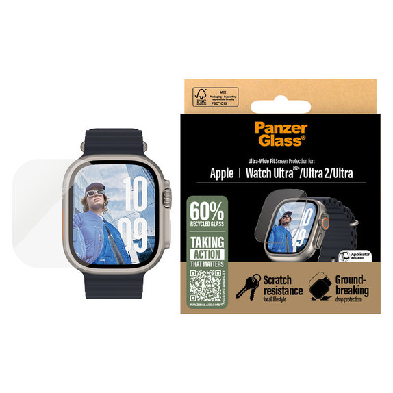 Tempered Glass for Apple Watch Ultra 2024/Ultra 2/Ultra, Clear, PanzerGlass