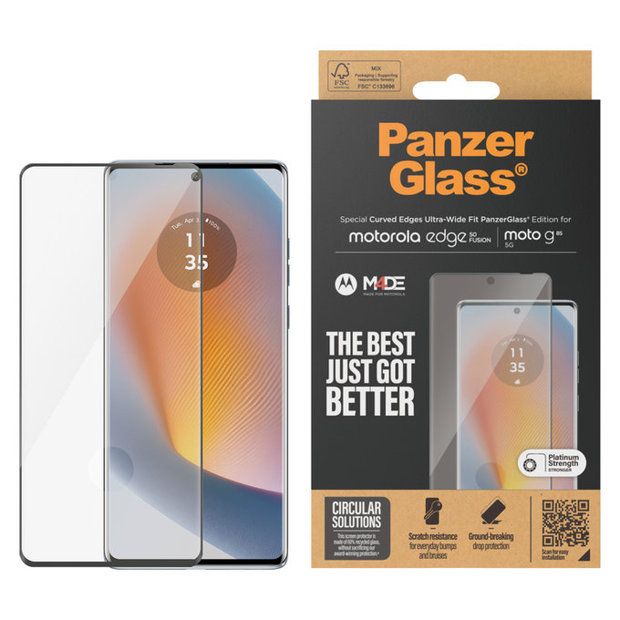 Tempered Glass UWF for Motorola Moto G85 5G/Edge 50 Fusion, Black, PanzerGlass