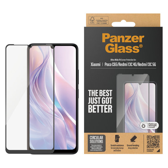 Tempered Glass UWF for Xiaomi Redmi 13C 5G, Black, PanzerGlass