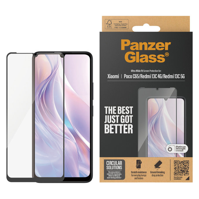 Tempered Glass UWF for Xiaomi Redmi 13C 5G, Black, PanzerGlass