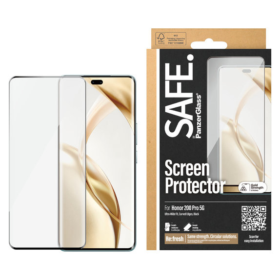 Tempered Glass UWF for Honor 200 Pro, Black, SAFE by PanzerGlass