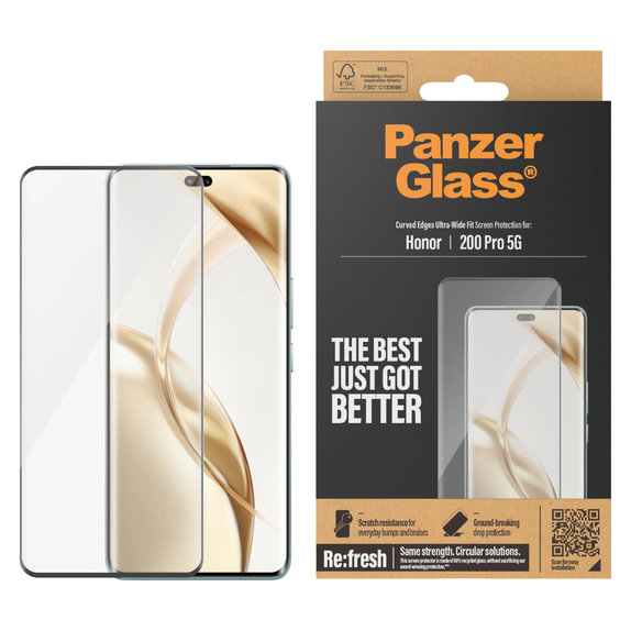 Tempered Glass Re:Fresh UWF for Honor 200 Pro, Black, PanzerGlass