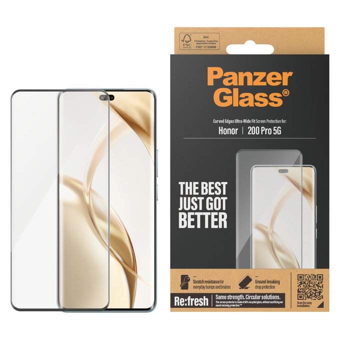 Tempered Glass Re:Fresh UWF for Honor 200 Pro, Black, PanzerGlass
