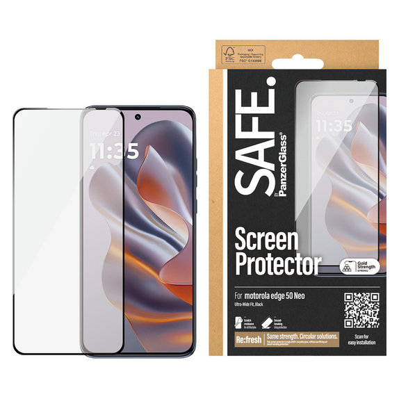 Tempered Glass UWF for Motorola Edge 50 Neo, Black, SAFE by PanzerGlass