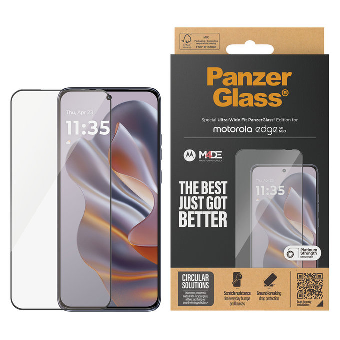 Tempered Glass UWF for Motorola Edge 50 Neo, Black, PanzerGlass