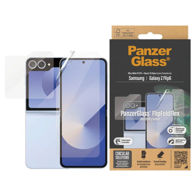Protective Film UWF and Tempered Glass for Samsung Z Flip6, Clear, PanzerGlass