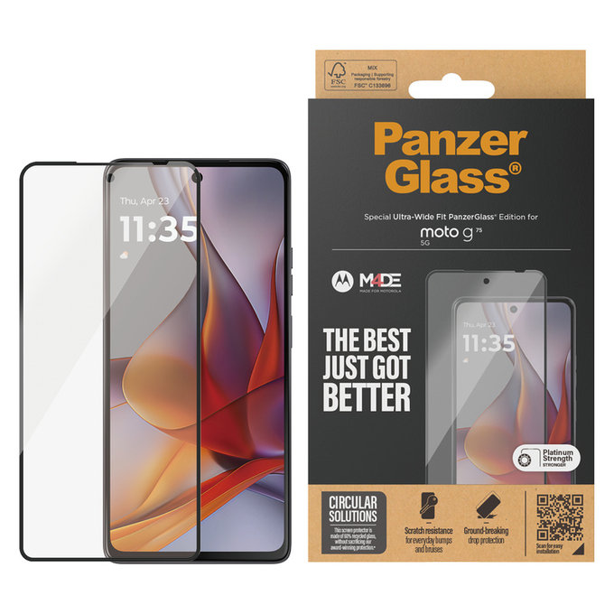 Tempered Glass UWF for Motorola Moto G75 5G, Black, PanzerGlass