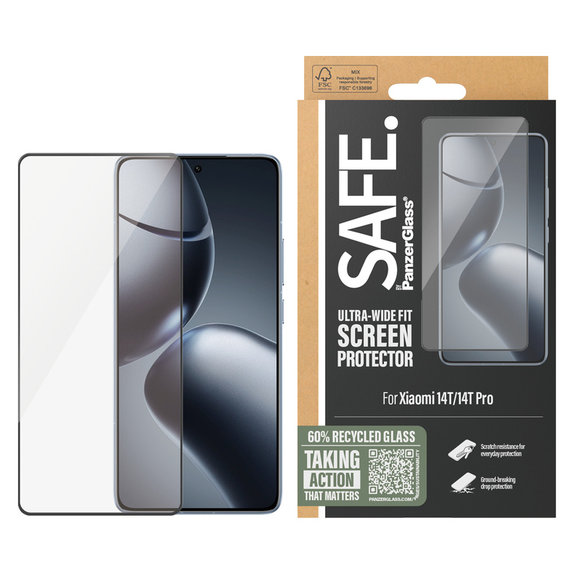 Tempered Glass UWF for Xiaomi 14T/14T Pro, Black, SAFE by PanzerGlass