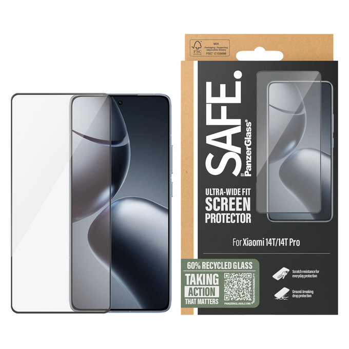 Tempered Glass UWF for Xiaomi 14T/14T Pro, Black, SAFE by PanzerGlass