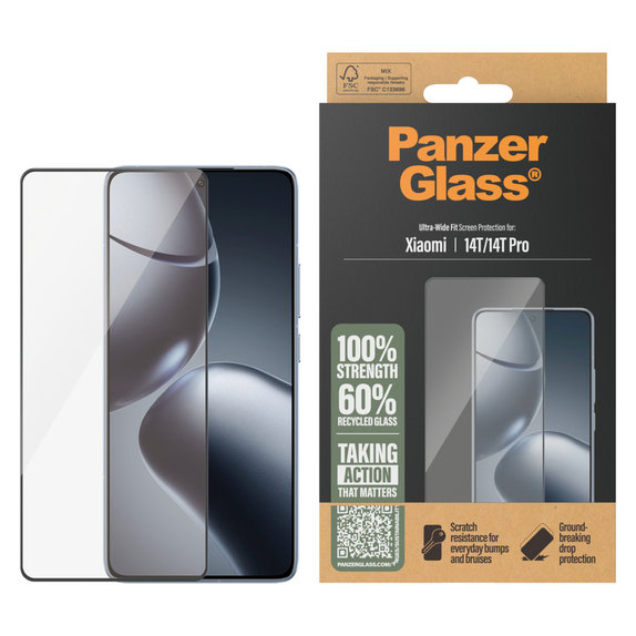 Tempered Glass UWF for Xiaomi 14T/14T Pro, Black, PanzerGlass