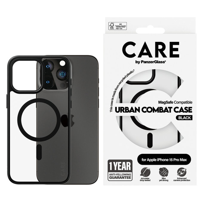 Case Urban Combat with MagSAFE by PanzerGlass for iPhone 15 Pro Max, Black, PanzerGlass