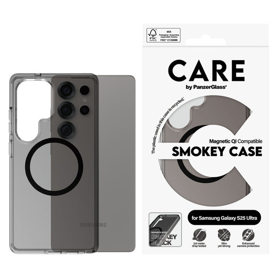 Case Smokey with Black QI for Samsung Galaxy S25 Ultra, Black, PanzerGlass