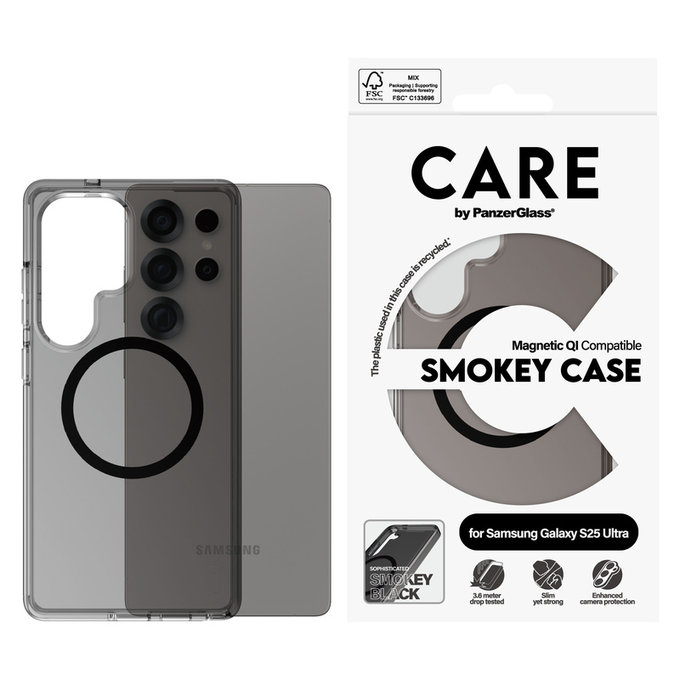 Case Smokey with Black QI for Samsung Galaxy S25 Ultra, Black, PanzerGlass