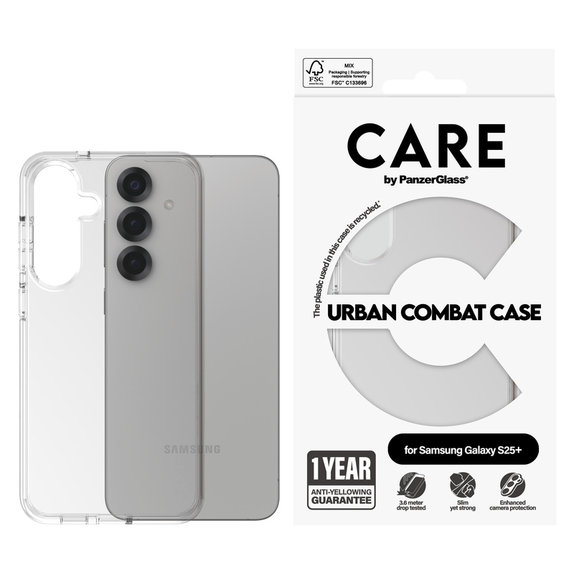 Case Urban Combat for Samsung Galaxy S25+, Transparent, PanzerGlass