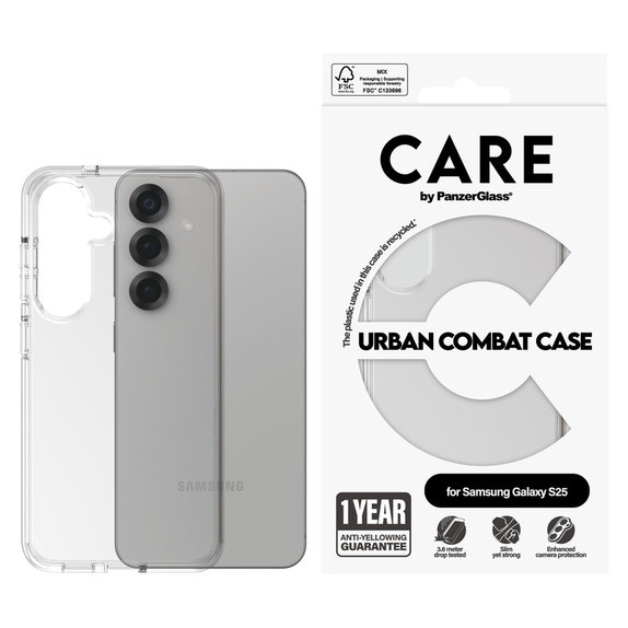 Case Urban Combat for Samsung Galaxy S25, Transparent, PanzerGlass
