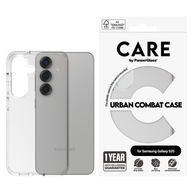 Case Urban Combat for Samsung Galaxy S25, Transparent, PanzerGlass
