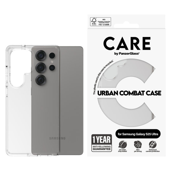Case Urban Combat for Samsung Galaxy S25 Ultra, Transparent, PanzerGlass