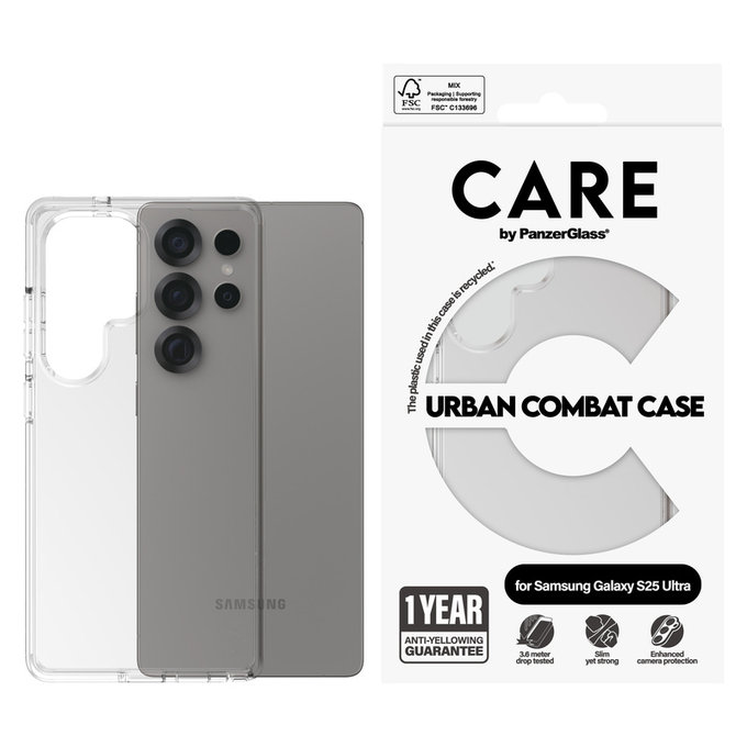 Case Urban Combat for Samsung Galaxy S25 Ultra, Transparent, PanzerGlass